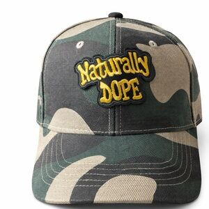 Naturally Dope Camo Baseball Hat with Yellow Patch